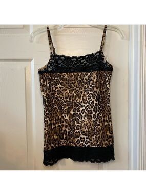 BOUTIQUE ESSENTIALS leopard animal print camisole top lace spring summer fall